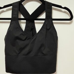 Victoria's Secret Pink Active Sports Bra Size Large Black Racer Back